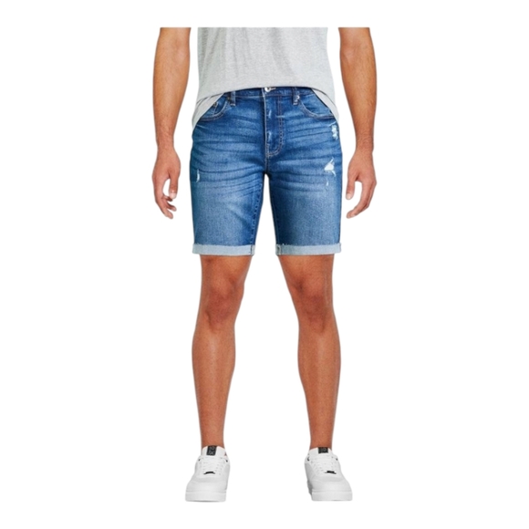 Stylish Men's Distressed Denim  Shorts - Ripped & Stretch Fit for Casual Wear - Picture 1 of 14